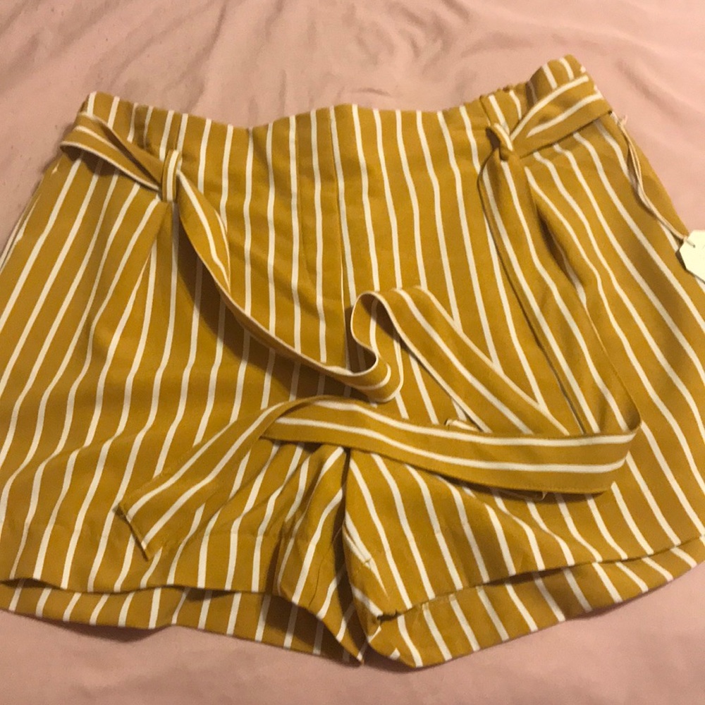 Mustard Yellow and White Tripped Shorts 🐝